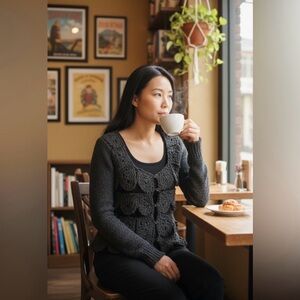 Free People Charcoal Knit Sweater